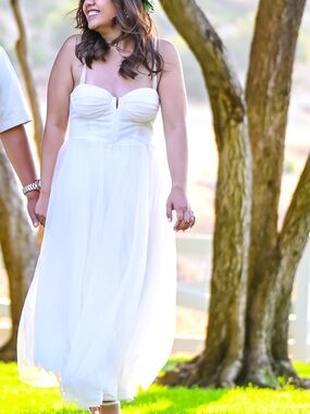 Selfie Leslie White Sleeveless High Low Sundress for Brides